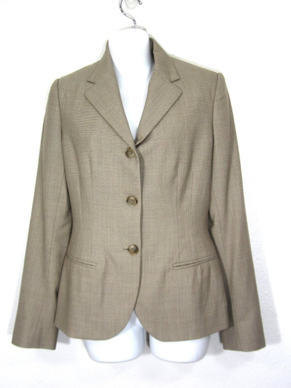 Ralph Lauren Black Label Size 8 Tailored Wool Cashmere Blazer Beige Tan Womens